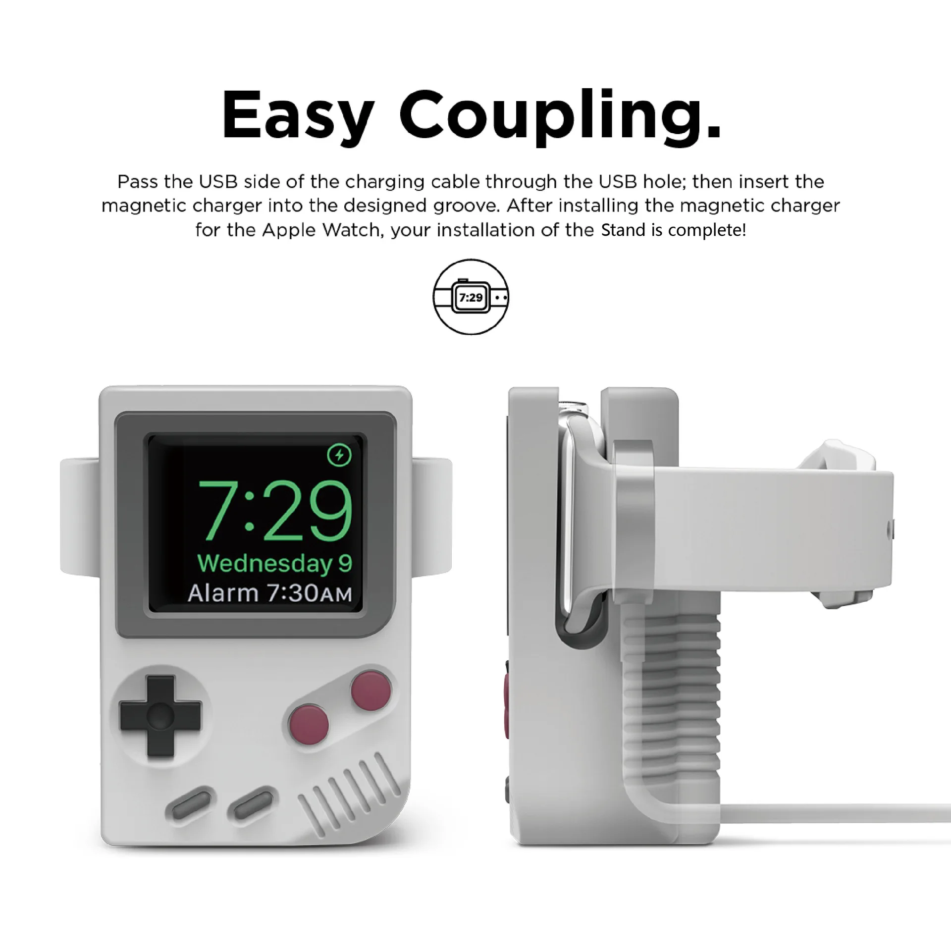 Desktop Holder Charging Base for Apple Watch Charger iWatch 9 8 7 6 5 4 3 2 SE Retro Computer Pattern Silicone