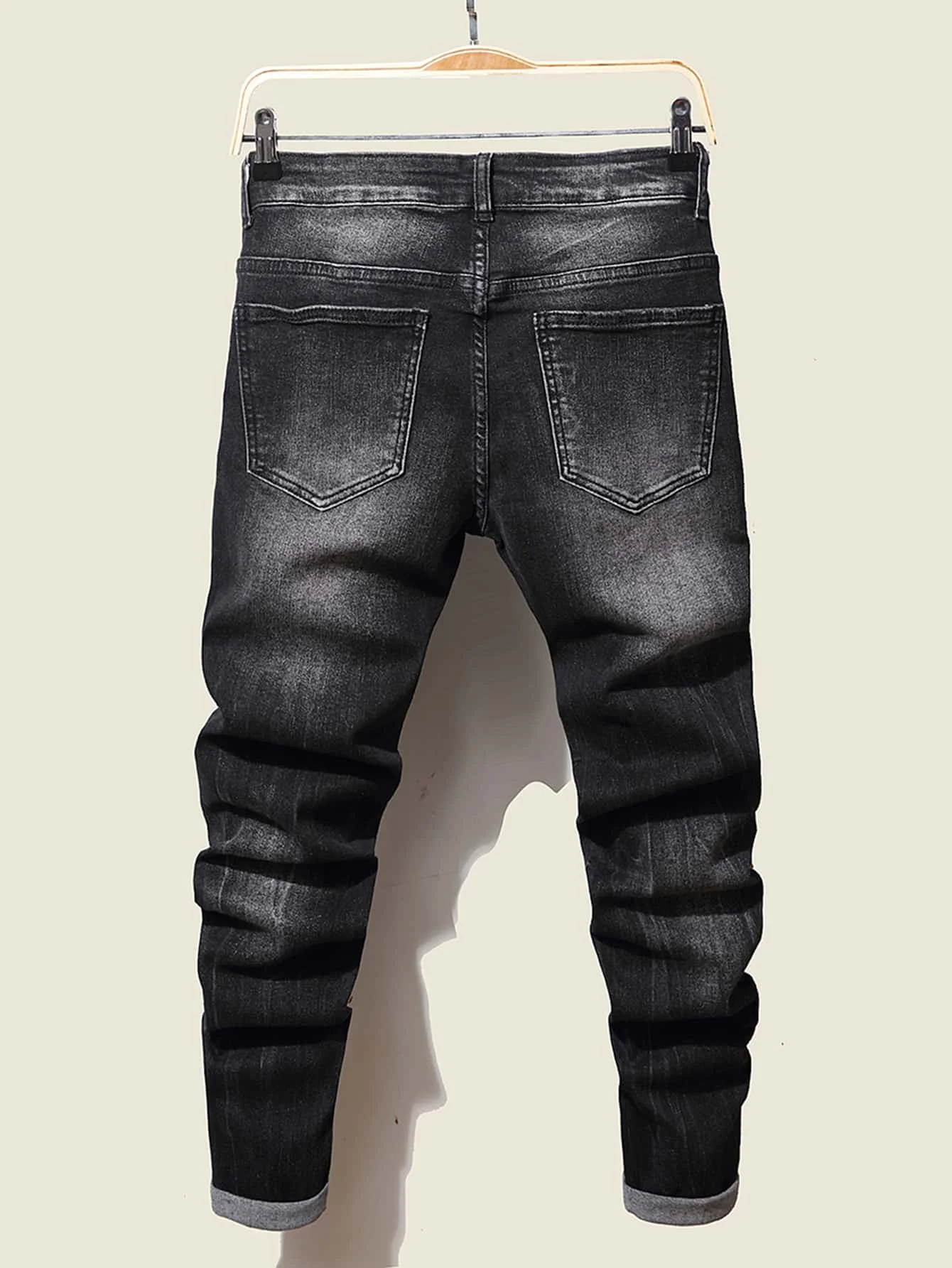 Fashion Men’s Jeans Pants Stretch Dark Blue Skinny Jeans For Men Casual