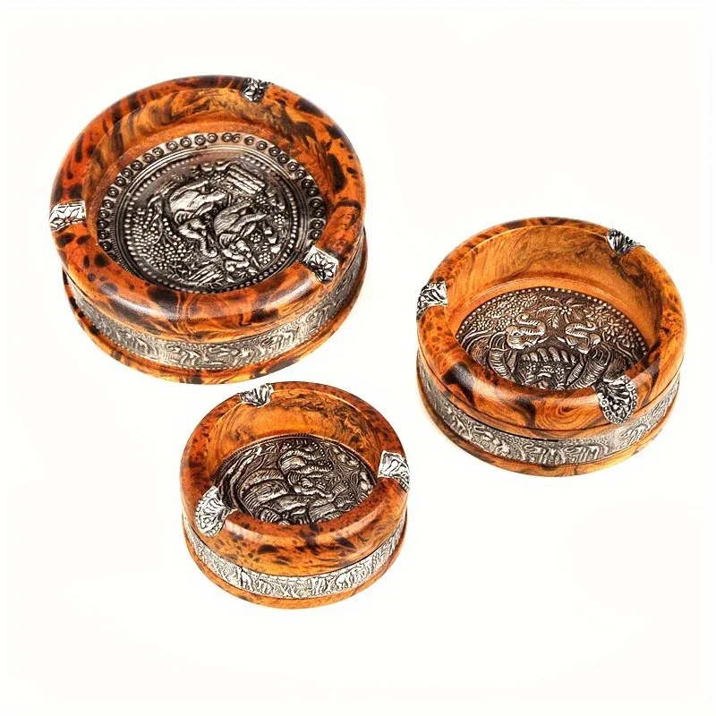 Wooden Large Ashtray 1Pc Southeast Asian Home Decorations Hotel Inn Club Creative Cigarette Jar Craft Gifts