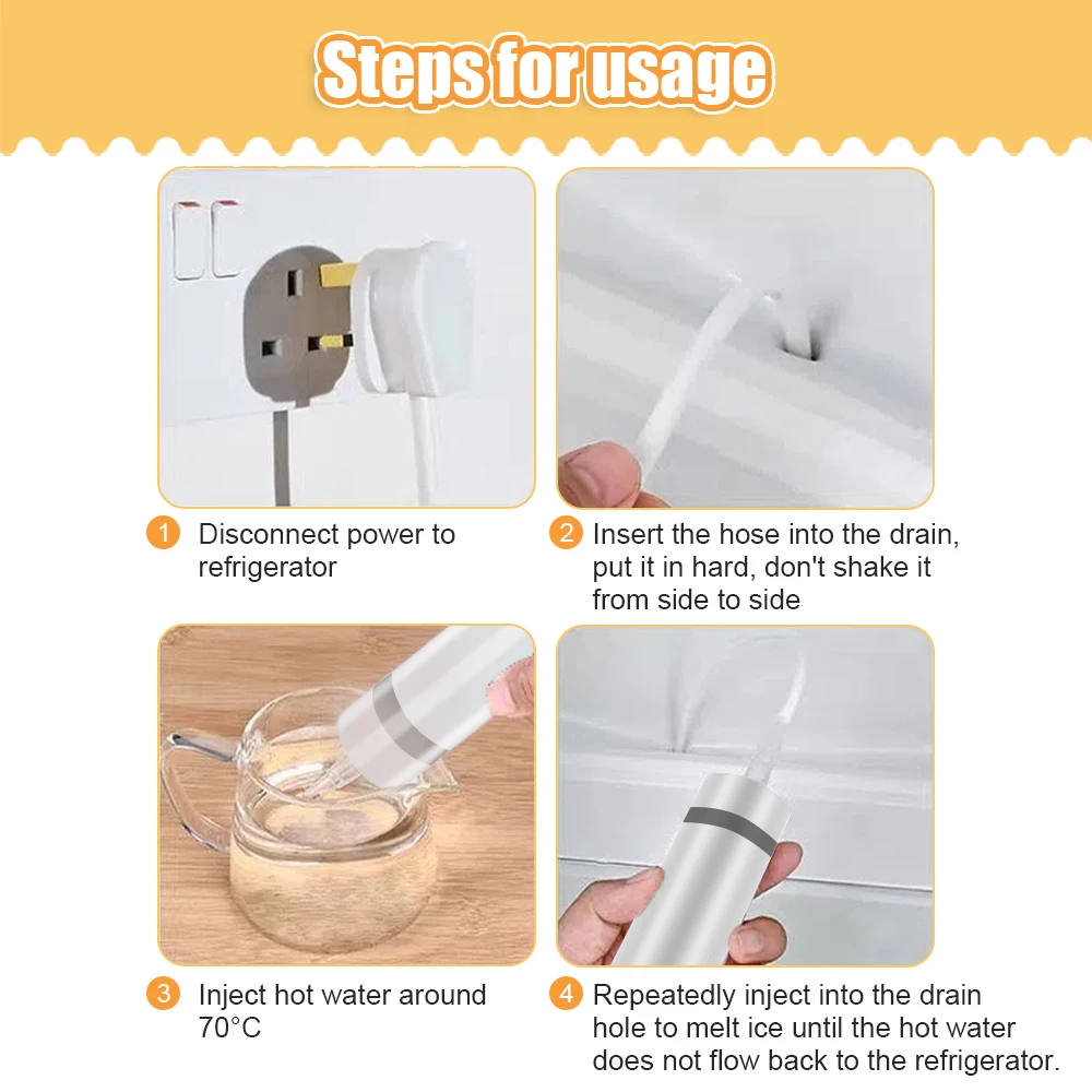 5Pcs Refrigerator Drain Clean Brush Wash Brush Suction Syringe Hose Fridge Cleaner Stick Dredge Tool 1.5M Drain Hole Kit