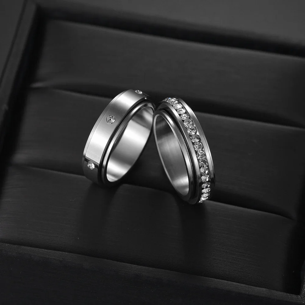 Women's Anti-Stress Stainless Steel Anxiety Ring with Free-Spinning Design Fidget Accessory for Stress Relief Jewelry 3