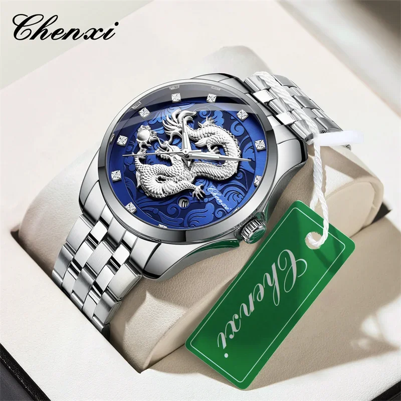 Chenxi 8220 Top Brand Man Quartz Watch Dragon Luxury Luminous