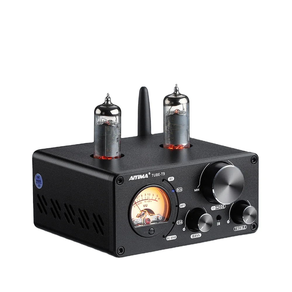 

Audio T9 BT 5.0 Vacuum Tube Amplifier USB DAC Stereo Receiver COAX/OPT HiFi Home Audio Digital Amp w/VU Meter 100W