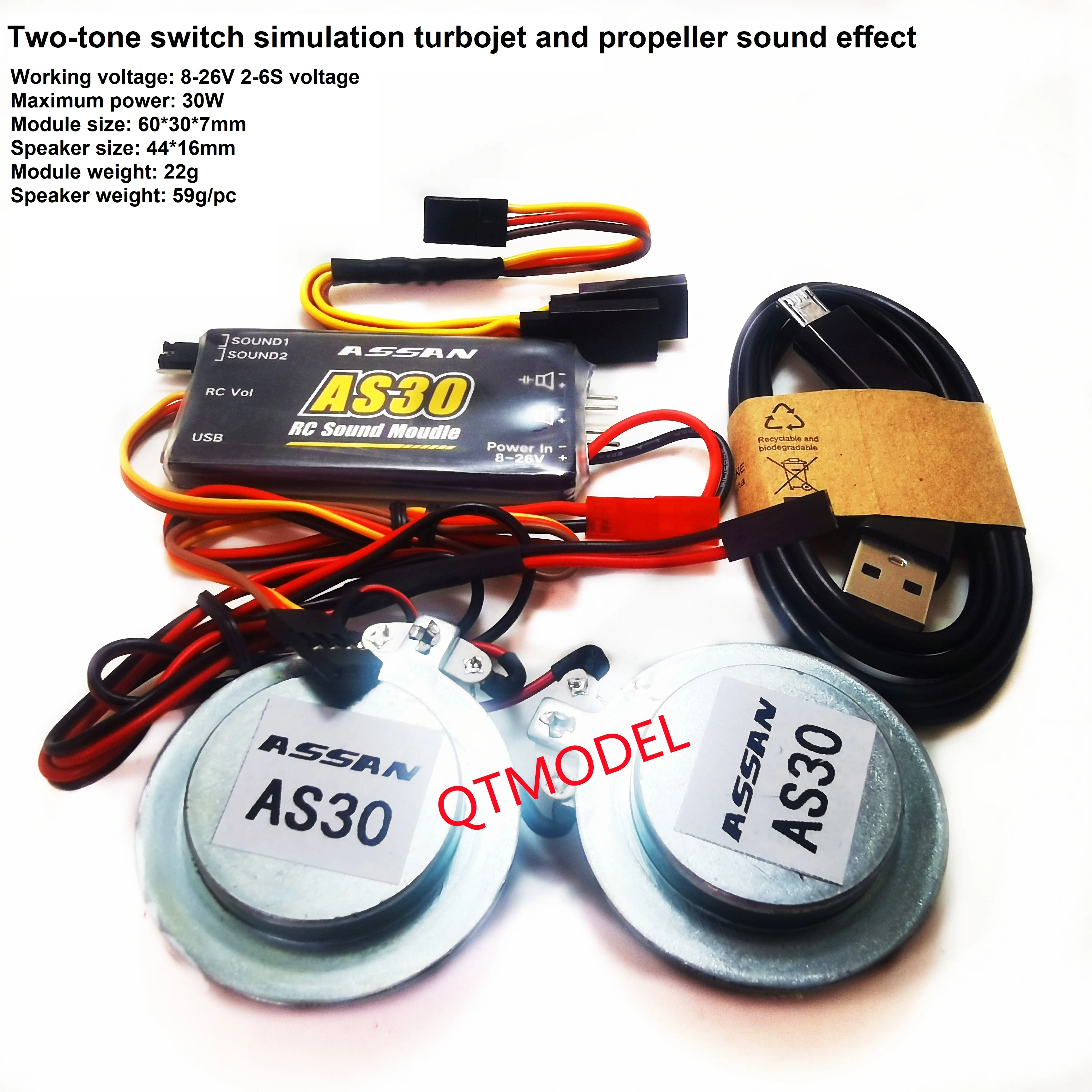 ASSAN AS30 Model Aircraft Airplane RC Sound Module Turbojet Sound USB