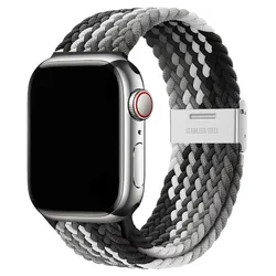 Braided Nylon Strap for Apple Watch - Vibrant and Durable Bracelet (Black skilled)