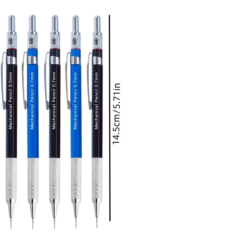 0.5 0.7mm Metal Mechanical Pencil Set With Lead Art Drawing Painting Automatic Pencil School Office Writing Supplies Stationery 5
