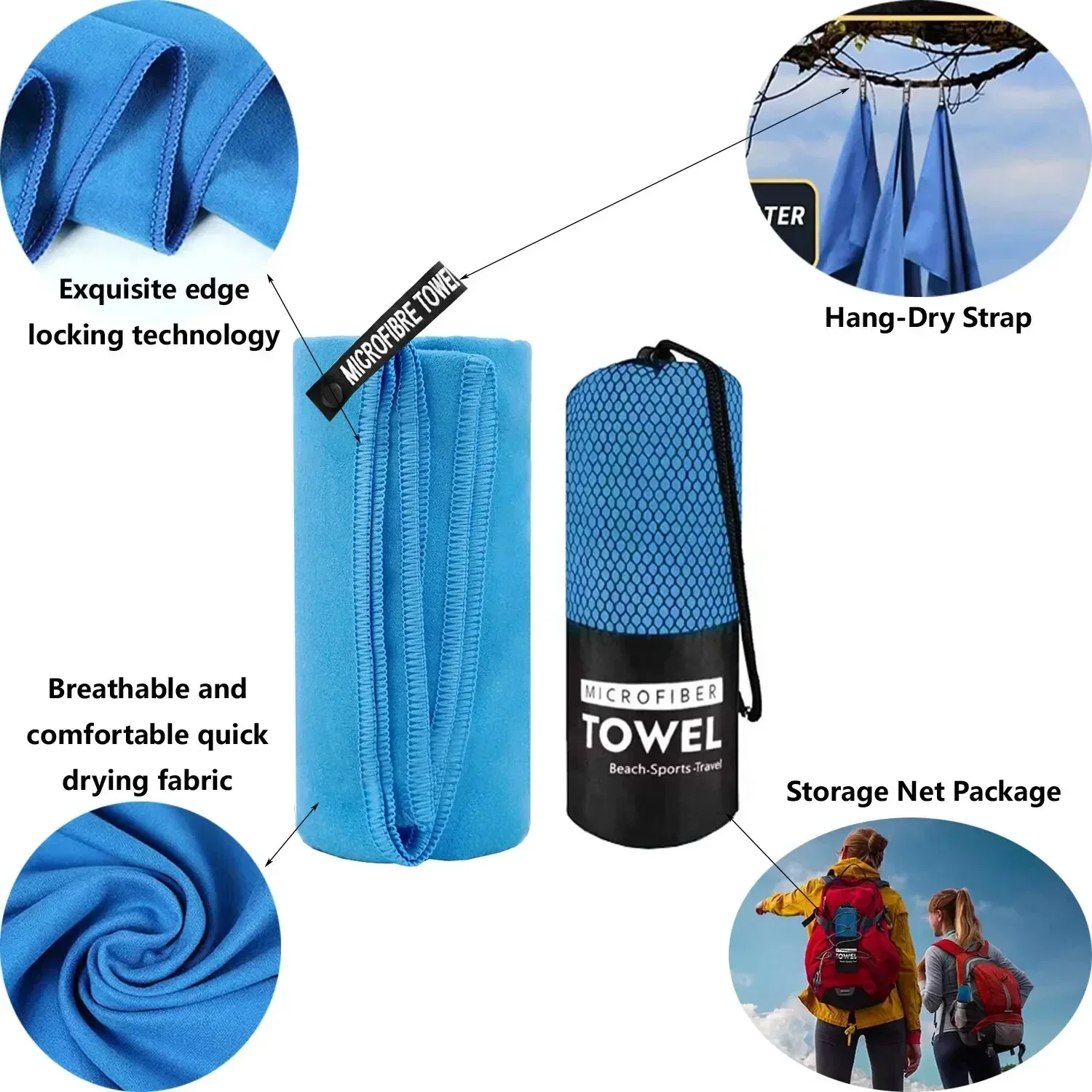 Quick-Dry Sports Towel Microfiber 40×80/76x152cm for Running, Yoga, Gym, Fitness, Basketball, Outdoor Camping, Hiking, Beach Beach towels & mats Practical Beach Essentials