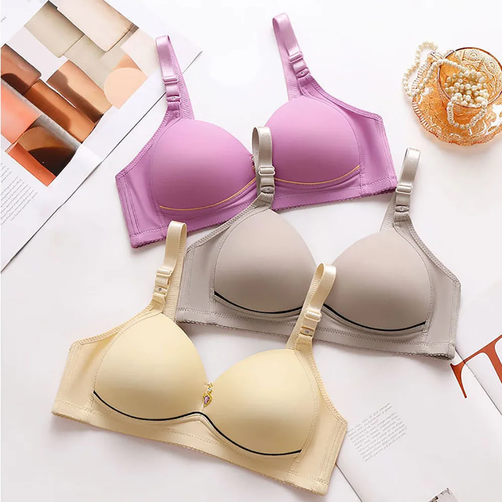 

New Non-magnetic Thin Cup Glossy Fat Mm Bra Large Size No Underwire Comfortable Breathable Gathered Women's Underwear