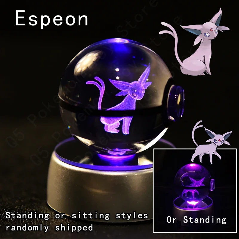 thumbnail image 1 of Bola de cristal de Pokémon 3D de 7 cm y 5 cm, Mewtwo, Pikachu, Gengar, bola de cristal de Pokémon, figura de Pokeball, luz nocturna, lámpara LED, base de regalo, 1 of 5