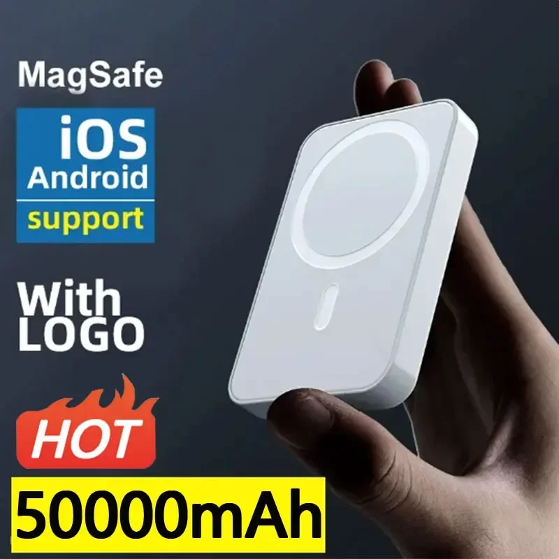 

50000mAh Portable Wireless Charger Macsafe Auxiliary Spare External Magnetic Battery Pack Power Bank For iphone Powerbank