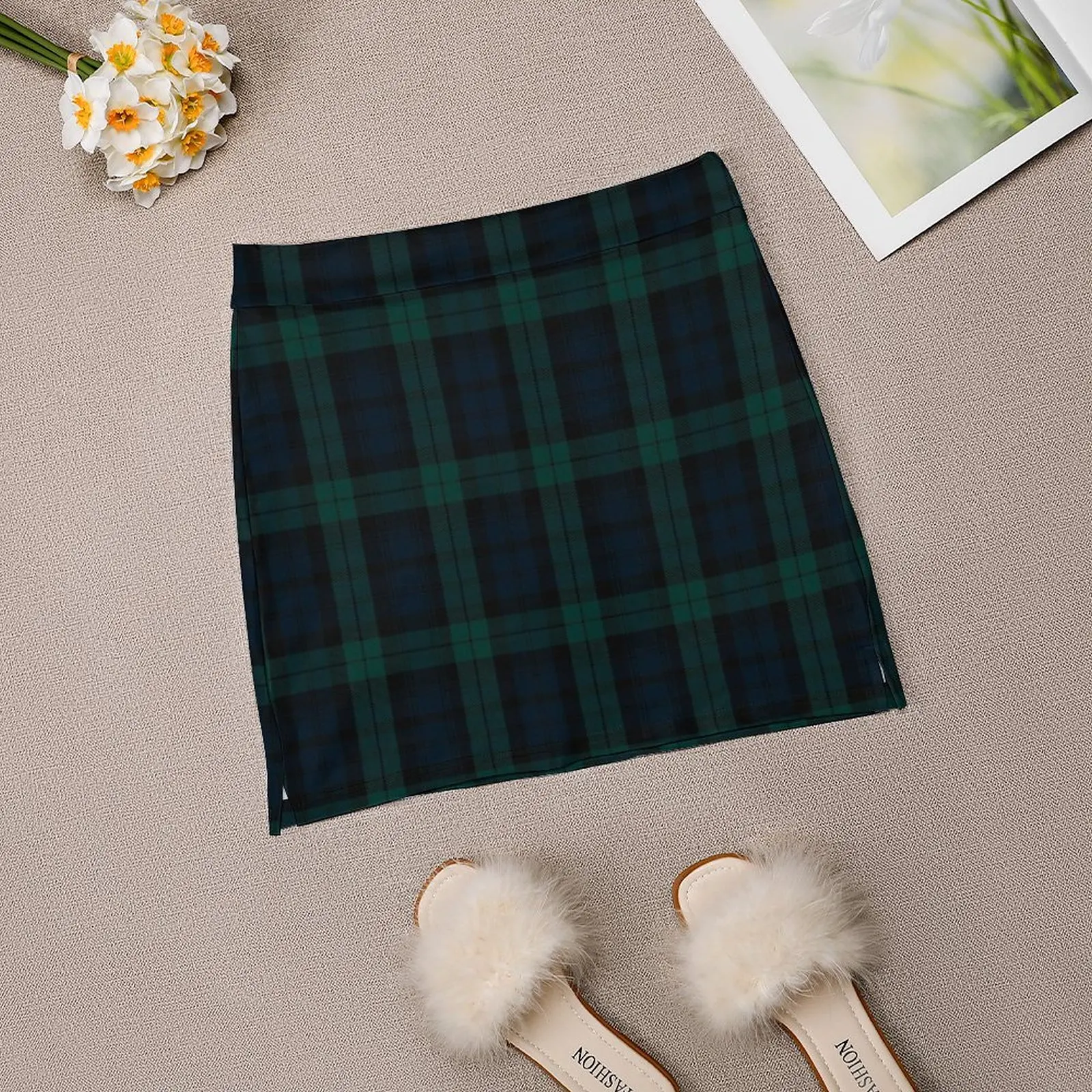 Green and Blue Tartan Plaid Light Proof Trouser Skirt chic and elegant woman skirt skirts women summer 2023 clothes