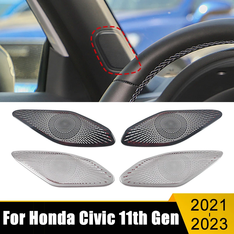 

Car Accessories For Honda Civic 11th Gen 2021 2022 2023 Stainless Inner A Pillar Door Stereo Audio Speaker Cover Trim Stickers
