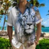 Hawaiian Men's Shirt 3D Animal Print Summer New And Women's Lion Pattern Short Sleeve Loose Large Breathable Top 3