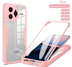 360 Full Cover Shockproof Protective Case - Clear Design - Poco F8 ultra (Pink)