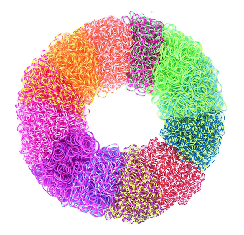 Double Color Rubble Loom Bands Bracelets Girl Gift Elastic Band