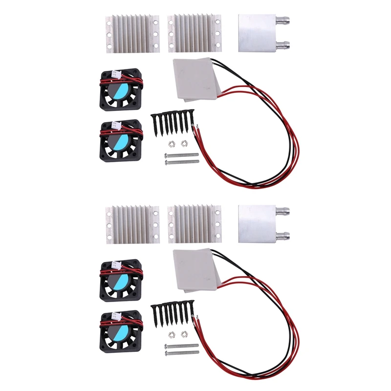 

2X DIY Kits Thermoelectric Peltier Refrigeration Cooling System Water Cooling+ Fan+ 4Pcs TEC1-12706 Coolers