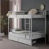 White Metal Bunk Bed Twin Over Twin with Storage Drawers Built-in Ladder Safety Guardrail Space Saving Solution Kids Room 2