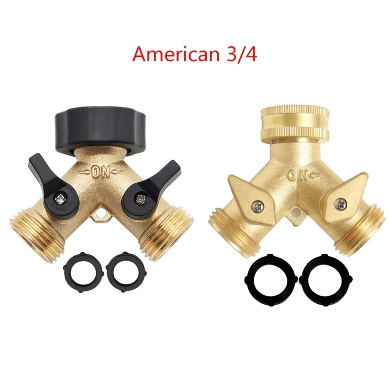 

Brass 2-way Garden Tap Female 3/4 Y Irrigation Water Splitter Quick Connector Garden Hose Splitter 1 Set