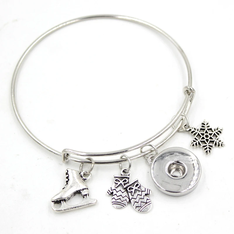 Pulseras Skate de hielo para mujer, piezas, guantes de copo de nieve, dijes de