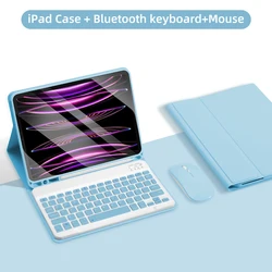 Versatile Keyboard Case for iPad - Enhanced Protection and Functionality (Sky blue and Mouse)