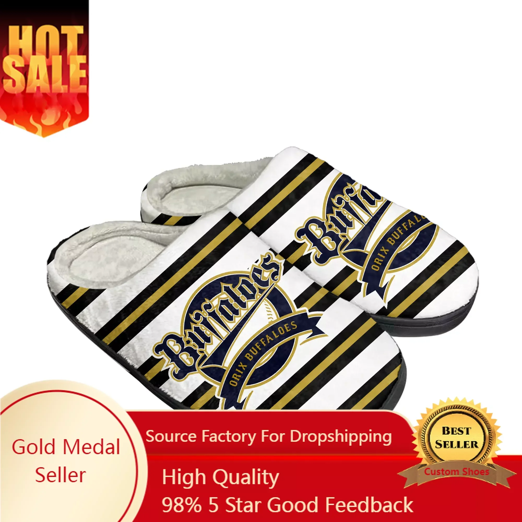 バファローズ baseball Home Cotton Slippers Mens Womens Plush Bedroom Casual Keep Warm Shoes Thermal Indoor Slipper Customized DIY Shoe