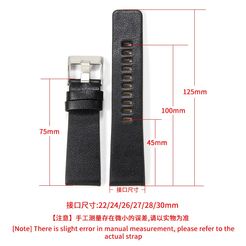 Luxury Genuine Leather Watch Strap with Plain Weave Buckle and Tool