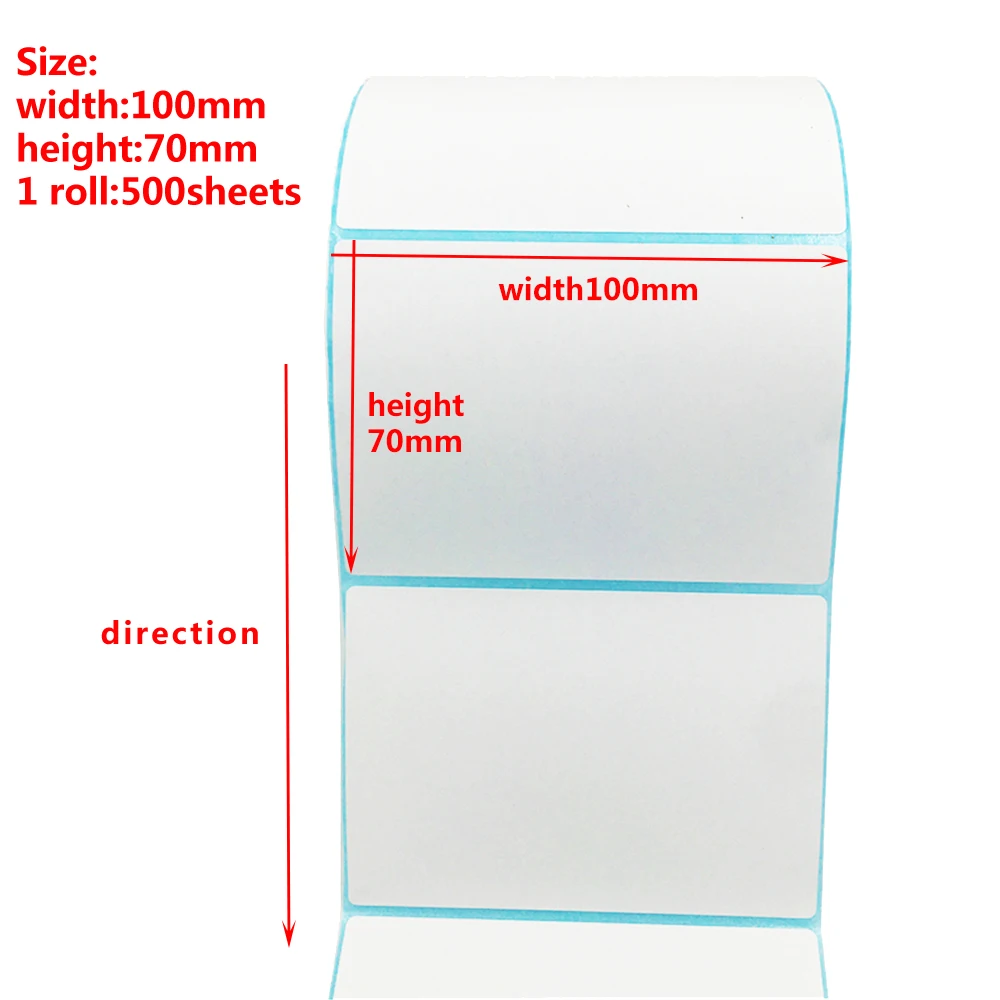 Wide Thermal Label Paper Roll - White Self-Adhesive Stickers
