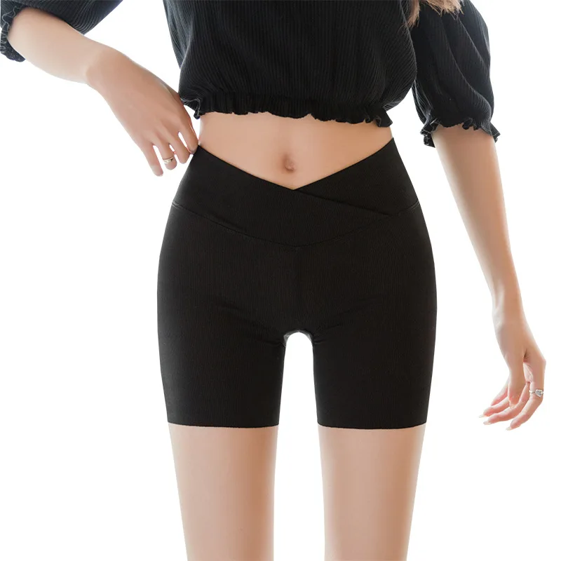 comfortable Cross waist Ice silk safety pants female summer new breathable leggings large size not curly edge