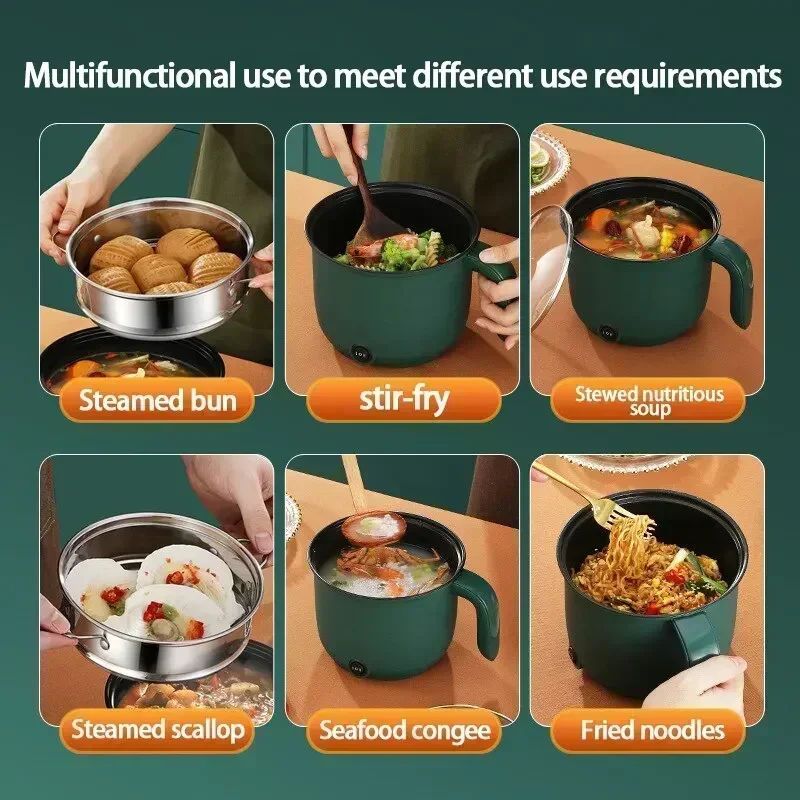 Portable Rice Cooker Mini Baby Food Non Stick Pot Multifunctional 1.5L Small Hotpot for 1-3 People Safe Material Electric Pot