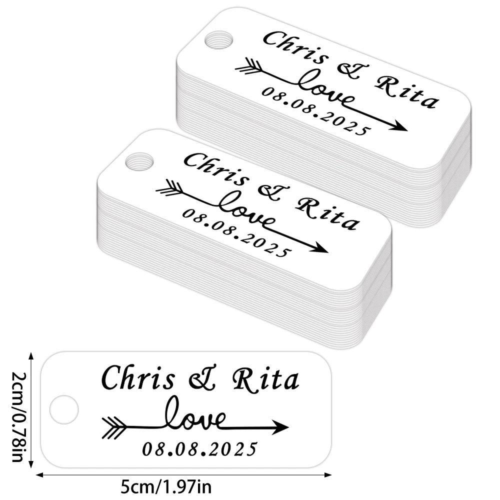 50/100 Stück individuelle weiße braune Geschenkanhänger für Hochzeiten, anpassbare Geschenkanhänger aus Papier, Hochzeit, Babyparty, Geburtstagszubehör – Detail 9