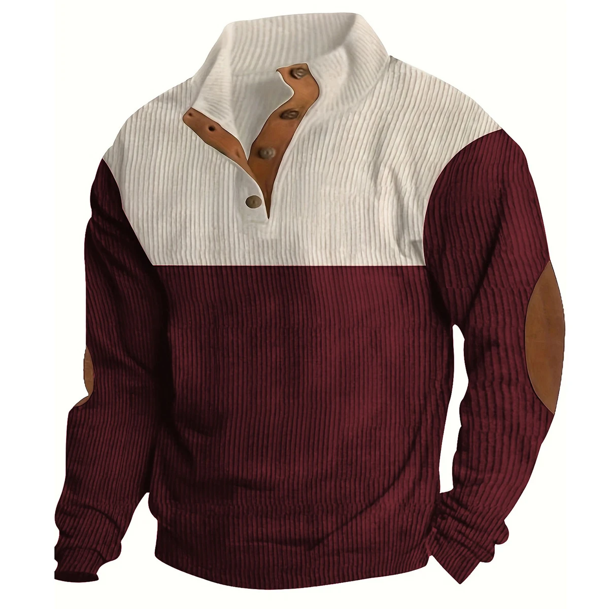 Spring and Autumn Cross-Border European Men's Outdoor Casual Button Lapel Loose Corduroy Color Matching Sports Sweatshirt Trend