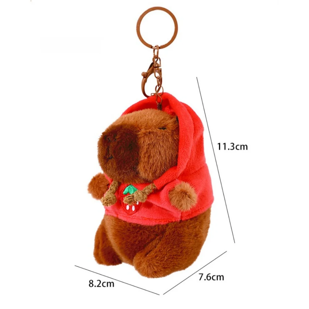 Soft Capybara Plush Toy Keychain  Anime Fluffty Toy Plush Pendant Small Size Stuffed Animals Simulation Doll Hoodie