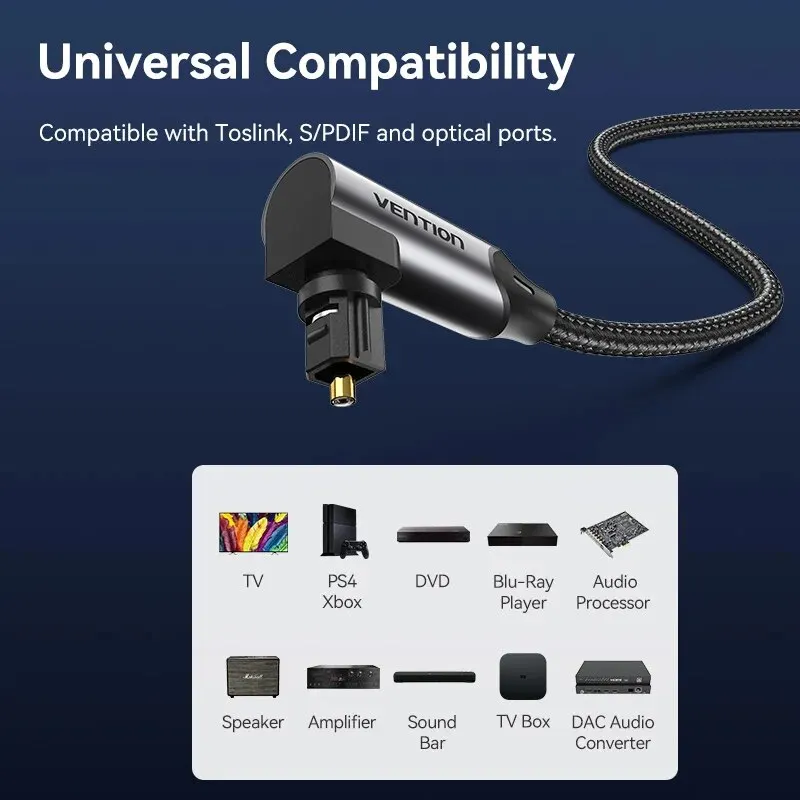 Vention Digital Optical Audio Cable Toslink SPDIF Coaxial Cable 1m 2m for Amplifiers Blu-ray Xbox 360 PS4 Soundbar Fiber