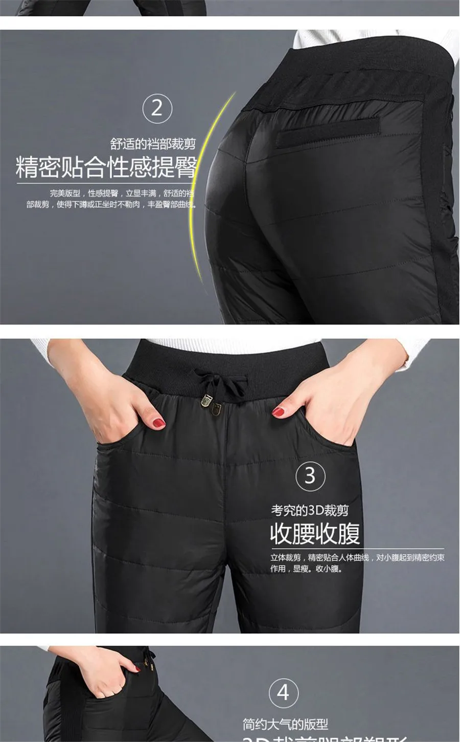 Mom's Winter Vintage Warm Thicken Pants Down Cotton High Waist Pencil Trousers Thick Snow Wear Skinny Oversized 4xl Pantalones