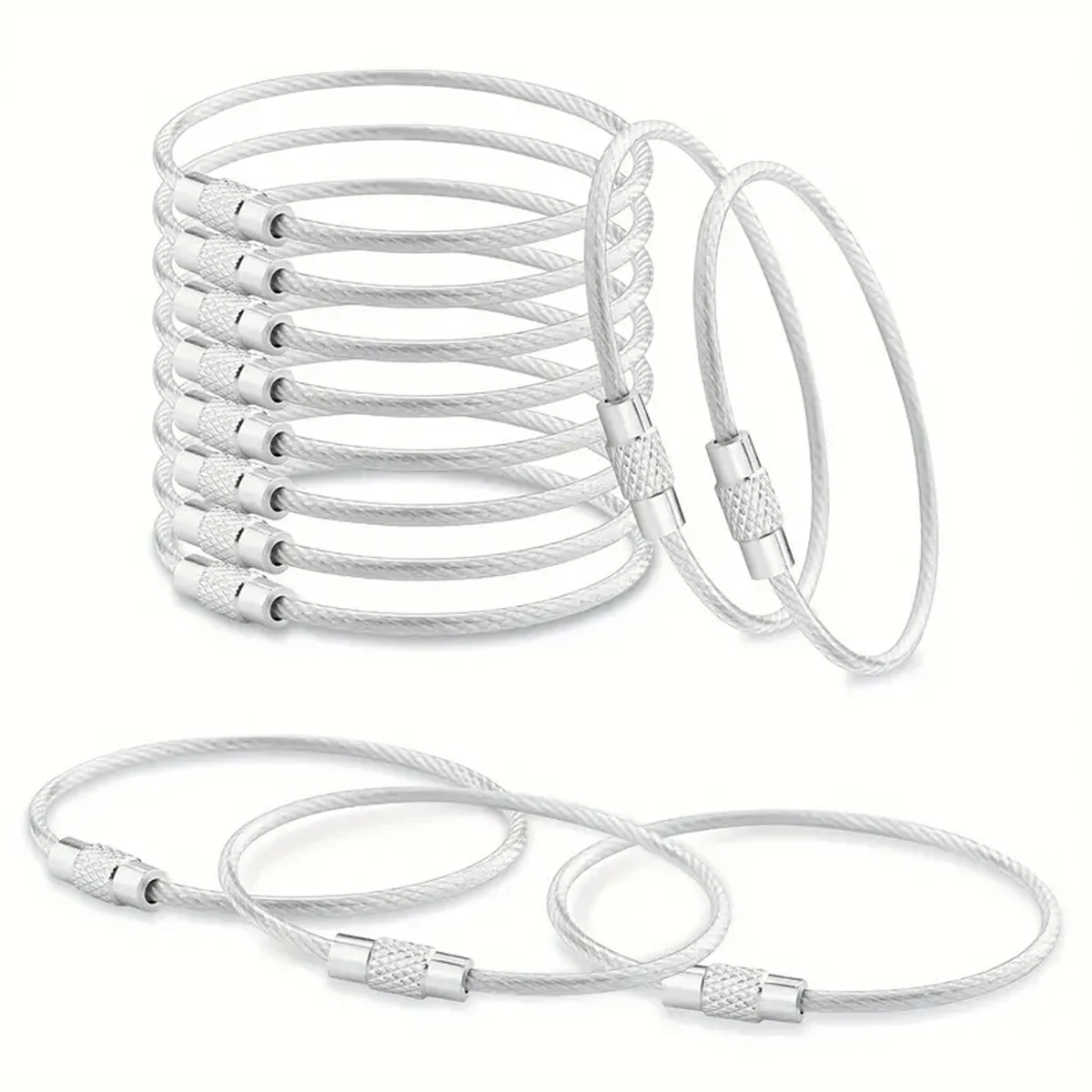 25-Piece Stainless Steel Coated Wire Keychain Set