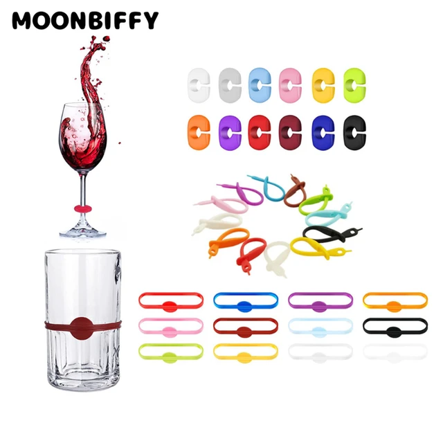 Wine Glass Markers Set of 12 Mini Circle Silicone Drink Glass Charms Tags  Recognizer Cup Labels Signs for Party Bar 