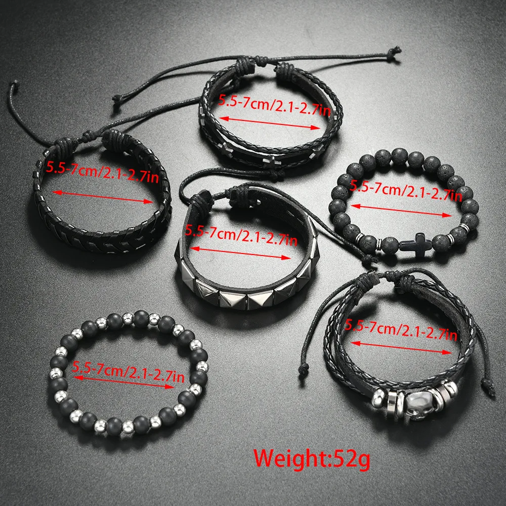 Vintage Gothic Style Leather Bracelets For Men Fashion Punk Cosplay Cross Star Braided Rope Chain Leather Bracelets Gifts