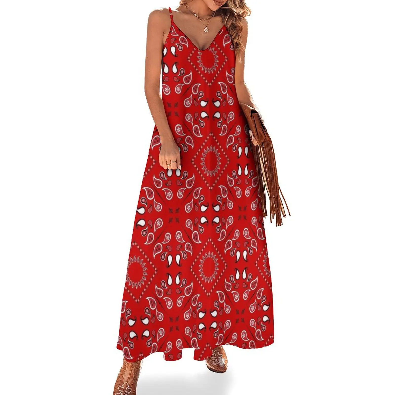 

Red Bandana Dress Sleeveless Dress cocktail dresses women's summer jumpsuit