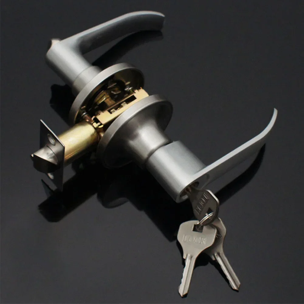 Door Lever Lock Stainless Steel Entrance Door Handles Interior Lever Lock Knob Replacement for Bedroom Front