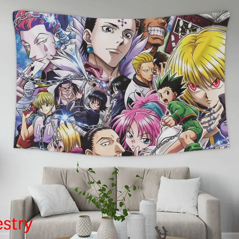 

Kawaii Hunter X Hunter Anime Pattern Funny Cartoon Blanket Tapestry Sisoqiya Printed Rectangular Home Decor Wall Hanging Style