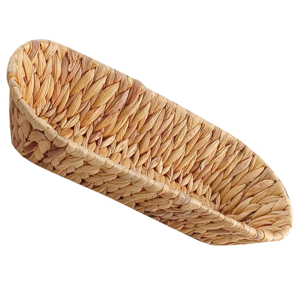 

Desk Tray Bread Basket Cutlery Food Holder Woven Storage Snacks Desktop Organizing