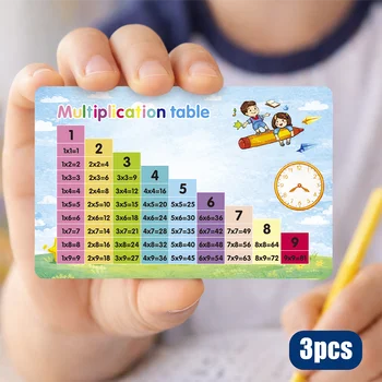 3 pezzi, carte con la tavola moltiplicatrice, carte flash per lo studio della matematica, grafico educativo per l'apprendimento della matematica, sussidi didattici per l'aula