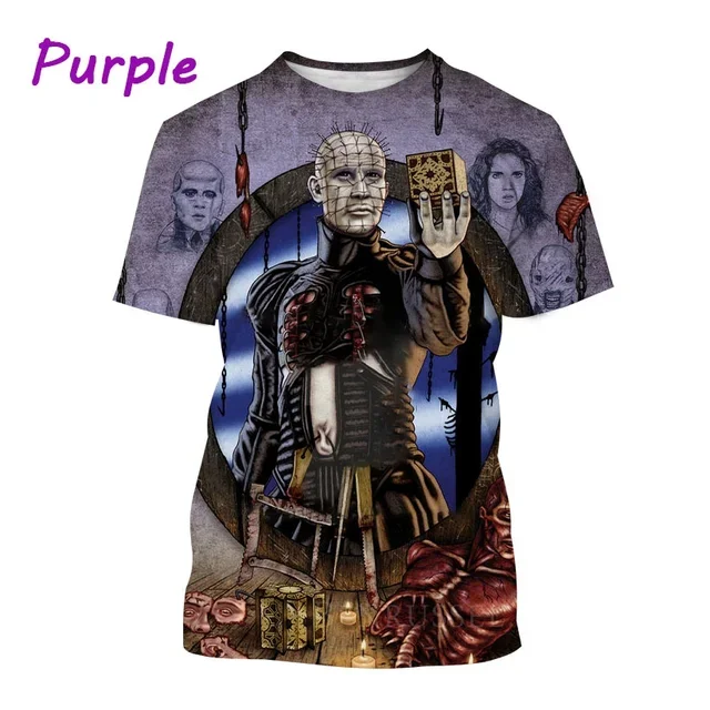 Movie Hellraiser 3d Print T-shirt Men Women Fashion T-shirts Punk Tops Tees Horror Movie Tshirt Summer Oversized Camiseta Hombre short sleeve t shirt long sleeve t shirt