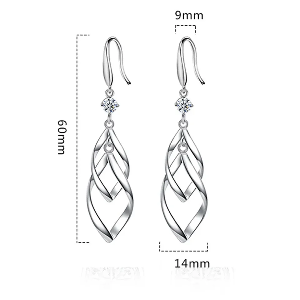 Orecchini a gancio con nappa lunga esagerata cava di zircone di cristallo di alta qualà dei nuovi gioielli di moda delle donne dell'argento sterlina 925  36