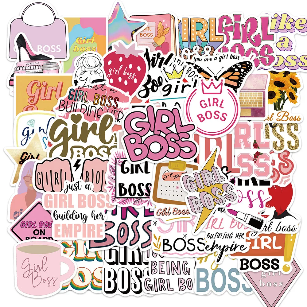 50 Pcs Pink Aesthetic Sticker Pack Vinyl Waterproof Water Bottle Laptop  Feminists Trendy Stickers Decal Graffiti Patches