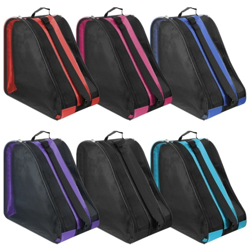 대용량 3단 아이스 스케이팅 가방(튼튼한 신발 수납공간 포함) - 인라인 스케이트, 롤러 스케이트용 조절 가능한 어깨끈
