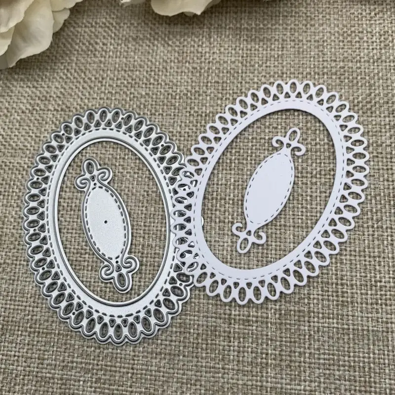 

2Pcs Lace oval plate Metal Cutting Dies Stencils For DIY Scrapbooking Decorative Handcraft Die Cutting Template Mold