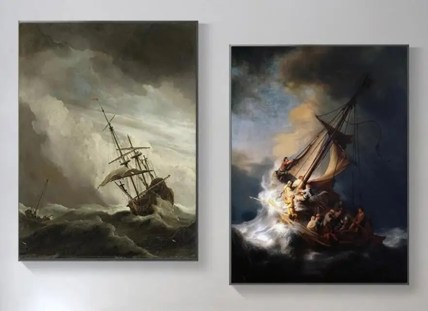

Famous The Storm Sea of Galilee Dutch Golden Age By Rembrandt Van Rijn Print Art Canvas Poster For Living Room Decor Home Wall