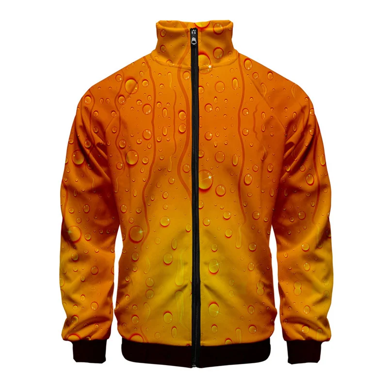 Chaqueta con estampado 3D de cerveza para hombre, ropa de calle moderna, abrigo de manga larga de gran tamaño, chaquetas con cremallera para exteriores, ropa Harajuku para niños