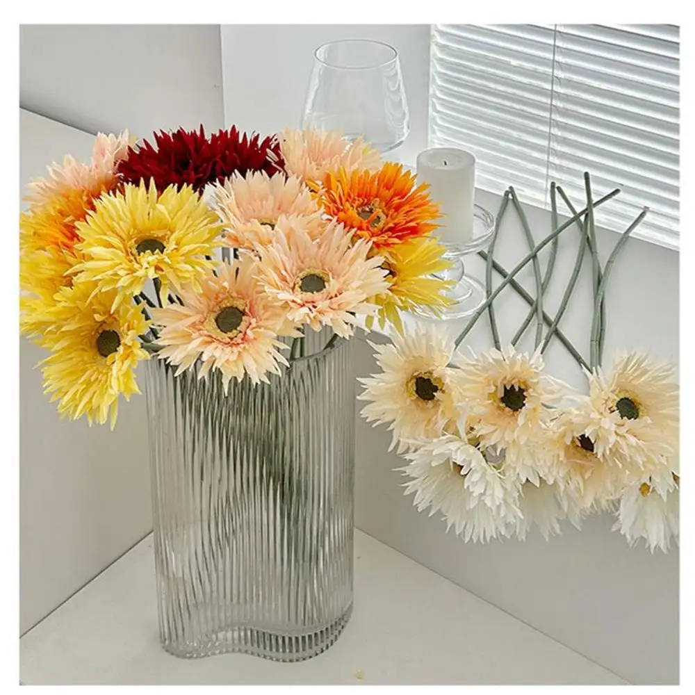 

5 Colors Brushed Gerbera Artificial Flowers Vase For Home Decor Christmas Wedding Party Decorative Wreaths Fake Flowers Plants